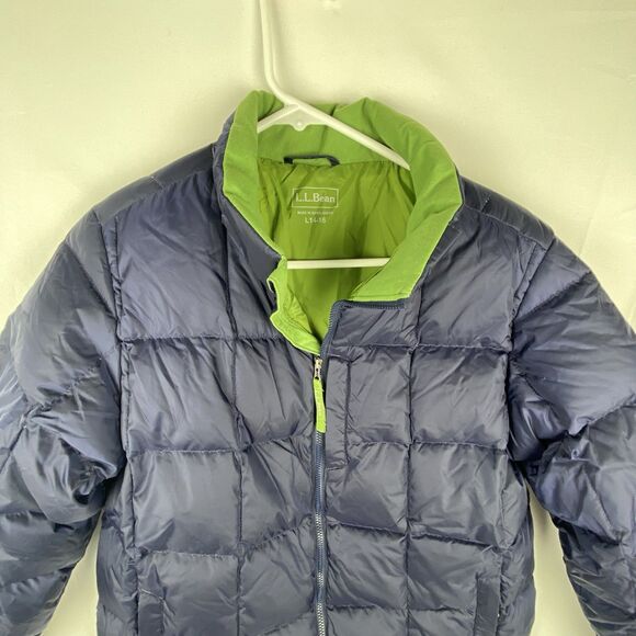 LL BEAN Jacket Youth Boys L 14-16 Goose Down Puffer Full Zip Pockets Ski Outdoor - Picture 2 of 16